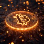 glowing bitcoin circuit board btc