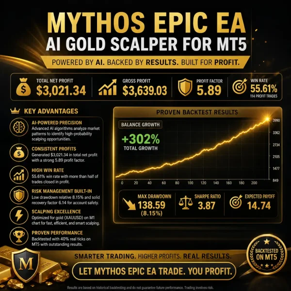 Mythos Epic EA AI Gold Scalper for MT5 Profit Overview